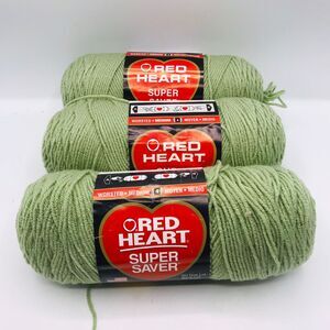Red Heart Super Saver Acrylic Yarn Frosty Green 0661,  Lot of 3, NEW